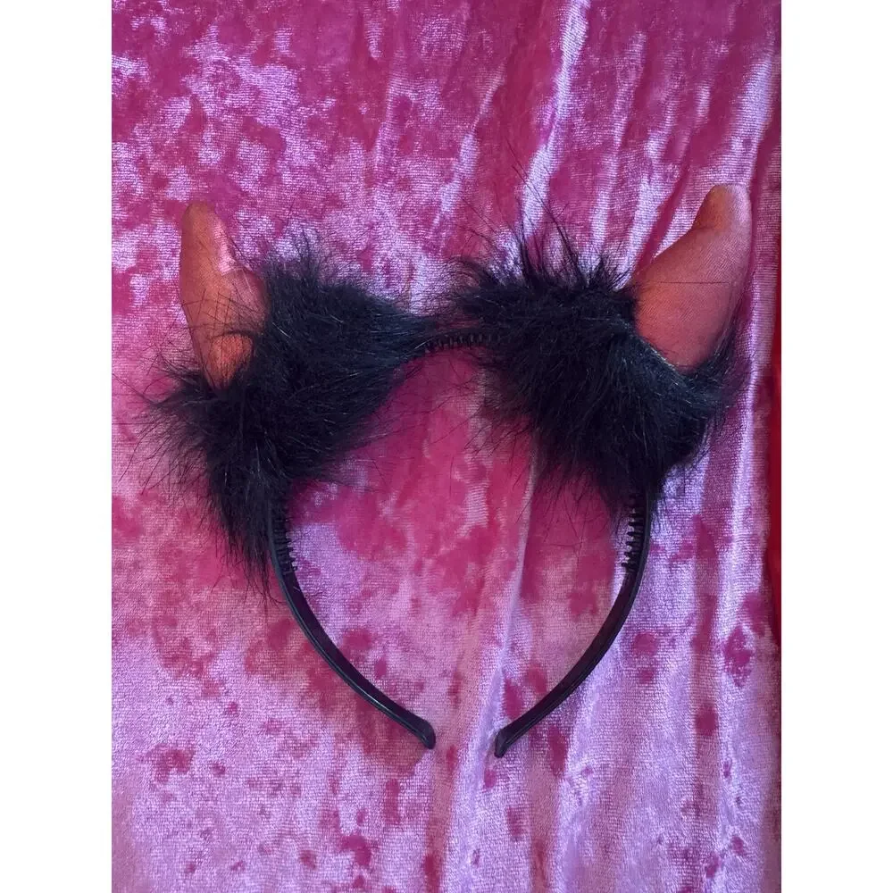 Red Black Devil Costume Set Halloween Cosplay Tail Horns Sleeves Character Kit